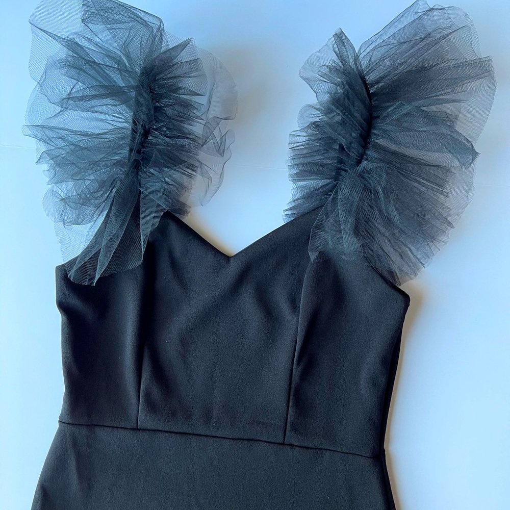 LINE 6IX BLACK SPAGHETTI STRAP TULLE SLEEVE DRESS